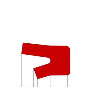 Obrázok zobrazuje profil tesnenia, tesnenia piestnice MEGAseal MSR01C