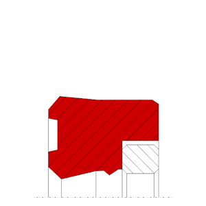 Obrázok zobrazuje profil tesnenia, tesnenia piestnice MEGAseal MSR17E