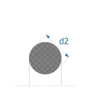 Obrázok zobrazuje profil statického tesnenia, O-krúžku, MEGAseal OR-02