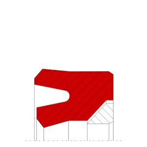 Obrázok zobrazuje profil tesnenia, tesnenia piestnice MEGAseal MSR02