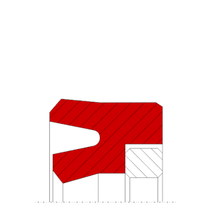 Obrázok zobrazuje profil tesnenia, tesnenia piestnice MEGAseal MSR02A