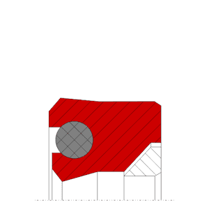 Obrázok zobrazuje profil tesnenia, tesnenia piestnice MEGAseal MSR04