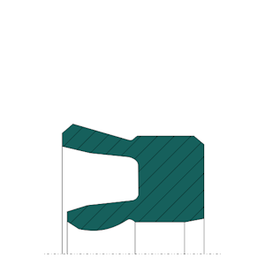 Obrázok zobrazuje profil tesnenia, pneumatického tesnenia piestnice MEGAseal MSR05A