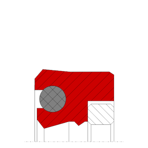 Obrázok zobrazuje profil tesnenia, tesnenia piestnice MEGAseal MSR17C