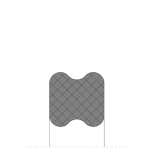 Obrázok zobrazuje profil statického tesnenia, Q-krúžku, MEGAseal QR-01