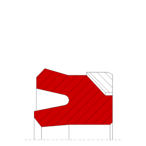 Obrázok zobrazuje profil tesnenia, piestneho tesnenia MEGAseal MSP02