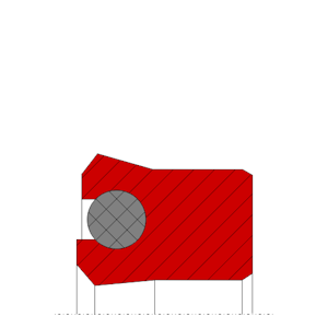 Obrázok zobrazuje profil tesnenia, piestneho tesnenia MEGAseal MSP03