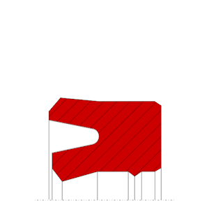 Obrázok zobrazuje profil tesnenia, tesnenia piestnice MEGAseal MSR17