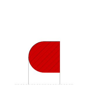 Obrázok zobrazuje profil statického tesnenia pre príruby, "D" krúžku, MEGAseal MFL03D