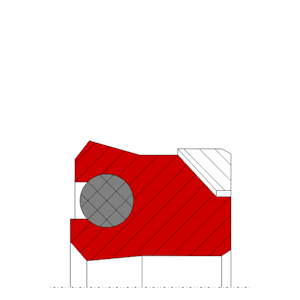 Obrázok zobrazuje profil tesnenia, piestneho tesnenia MEGAseal MSP04