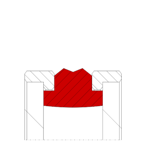 Obrázok zobrazuje profil tesnenia, kompaktného piestneho tesnenia MEGAseal MSP17B