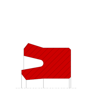 Obrázok zobrazuje profil tesnenia, piestneho tesnenia MEGAseal MSP01