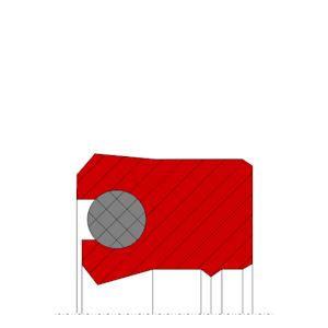 Obrázok zobrazuje profil tesnenia, tesnenia piestnice MEGAseal MSR17B