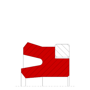 Obrázok zobrazuje profil tesnenia, piestneho tesnenia MEGAseal MSP02A