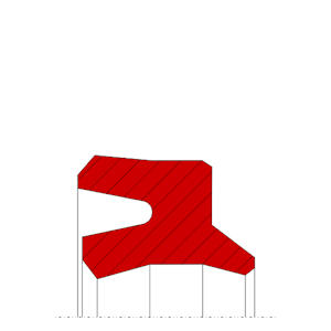 Obrázok zobrazuje profil tesnenia, dvojčinného stieracieho krúžku MEGAseal MSW11